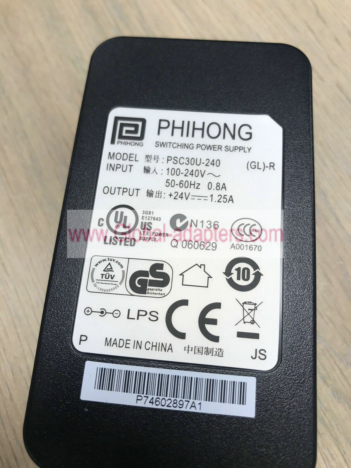 New PHIHONG 24V 1.25A 30W PSC30U-240 AC/DC SWITCHING POWER SUPPLY